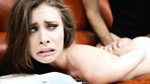 Stepdaughter Anya Olsen is disciplined by her father's knob