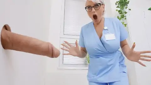 The light-haired nurse witnesses a ginormous manhood at the glory fuck-hole