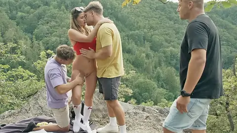 Hotwife observes his gf smooching 2 strangers