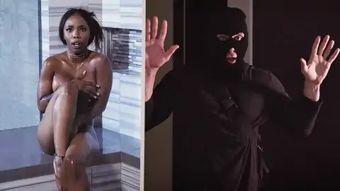 Dark-Hued with pierced puffies is caught by a thief