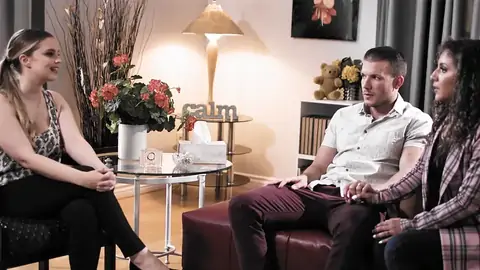 A psychologist is boning the spouse of a dark-skinned-haired