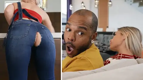 BIG BLACK COCK is tearing up curvy light-haired hoe in the kitchen