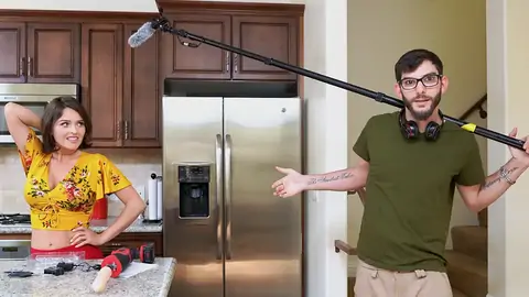Preparing to shag the dark-haired babe with a machine