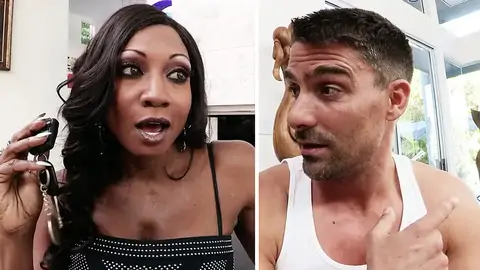 Muscular twink is frigging an dark-hued dame in the living room