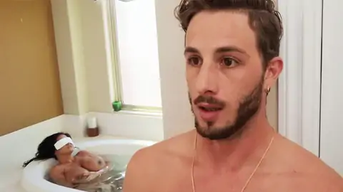 Trying to lurk his erection from the big-chested COUGAR