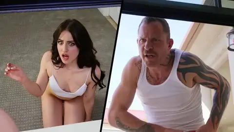 Marvelous dark-skinned-haired Aubree Valentine is surprised by a large one